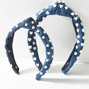 Lele Sadoughi Denim Pearl Headband Like New